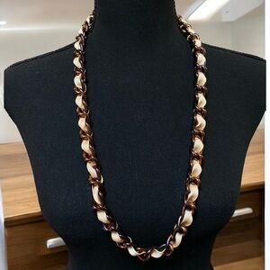 Chunky Bronze Link & Gold Tone Ribbon Statement Necklace from Coldwater Creek